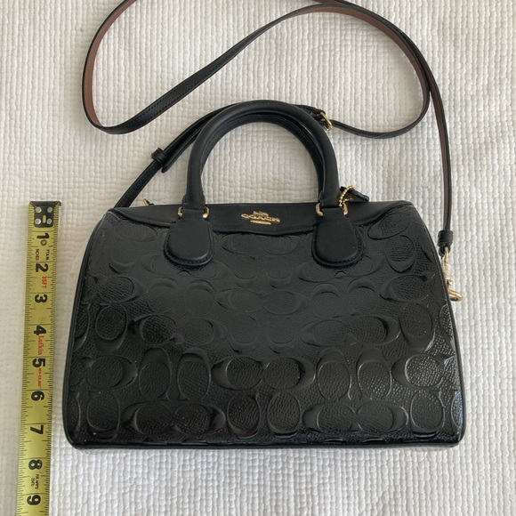 Coach Black Embossed Leather Satchel - Picture 10 of 12